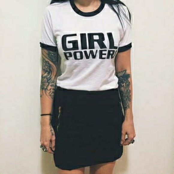 Girl Power Ringer Tee 90s Y2k Vintage Style - Picture 4 of 8